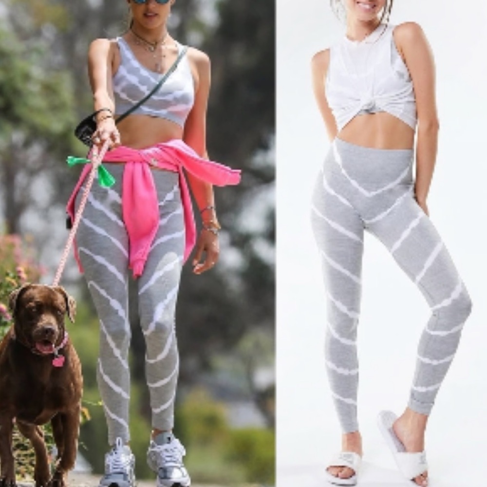 Like New Wildfox Tie Dye Ultra Stretchy Seamless Tights / Leggings Grey / White